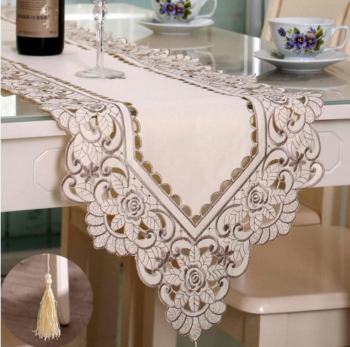 Waterproof Openwork Embroidery Table Runner Table Cloth