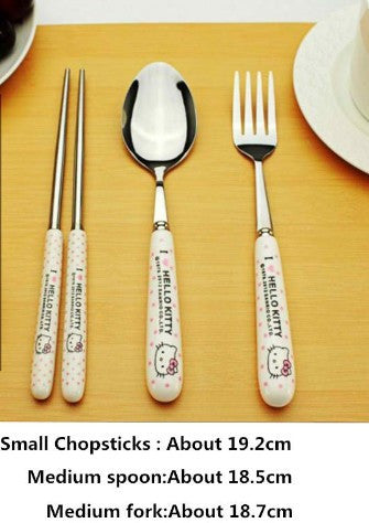 Ceramic Handle Stainless Steel Chopsticks Spoon Fork Tableware