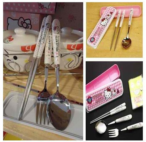 Hello Kitty Tableware Chopstick/Spoon/Fork with Box