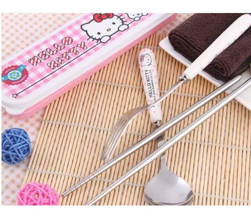 Hello Kitty Tableware Chopstick/Spoon/Fork with Box