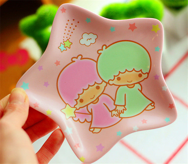 Kawaii Hello Kitty & Melody Round Mini Dish Plate